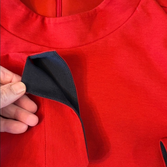 Boden Nerissa Ponte Dress Red Size 16 Midi 3/4 Sleeve Pockets Classiccore - Picture 7 of 9